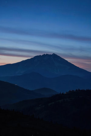 Mountain landscape in the Ukrainian Carpathians at night, Ukraineの素材