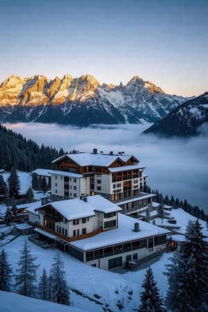 Winter in the swiss alps, Switzerland. View of the Dolomitesの素材