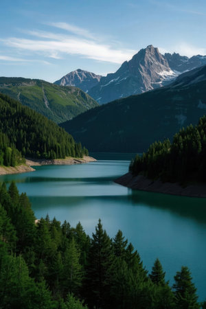 Mountain lake in the Alps, Austria, Europe. Beautiful nature landscape.の素材