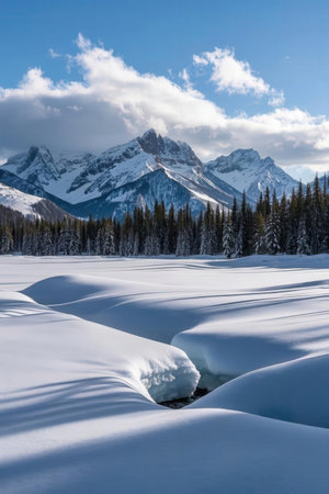 Snowy winter landscape in Banff National Park, Alberta, Canadaの素材