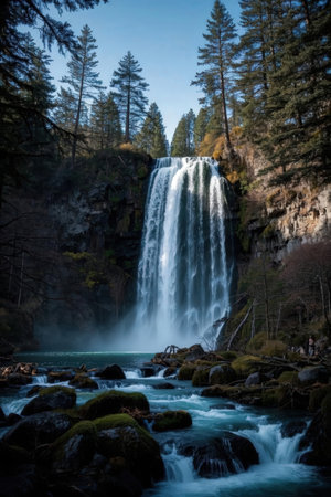 Waterfall in Yosemite National Park, California, United States of Americaの素材
