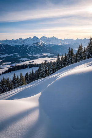 Beautiful winter landscape in the Alps, Bavaria, Germany.の素材