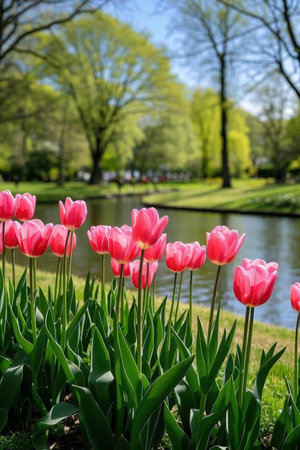Spring tulips in the Keukenhof park in Lisse, Netherlandsの素材