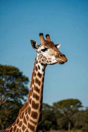 Giraffe in the Okavango Delta - Moremi National Park in Botswanaの素材