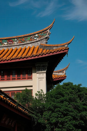 Traditional Chinese architecture in the city of Ho Chi Minh, Vietnamの素材