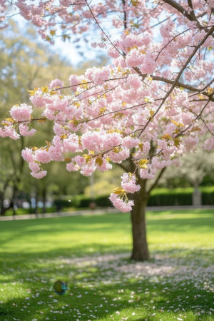 Cherry blossoms in full bloom in Washington DC, USA.の素材