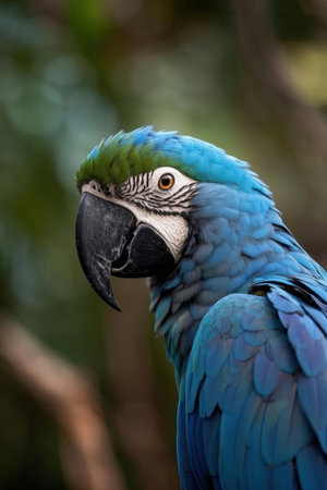 Portrait of a Blue-and-Green Macaw (Ara macao)の素材