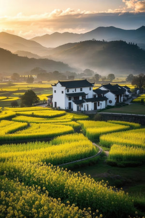 Rural scenery of Wuyuan County, Jiangxi Province, Chinaの素材