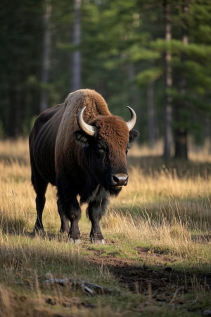 European bison (Bison bonasus). Wildlife scene from Europe.の素材