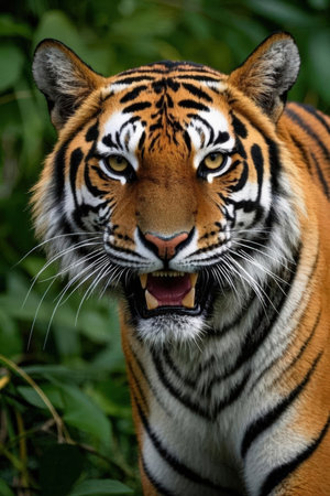 Close up of Sumatran tiger, Panthera tigris altaicaの素材