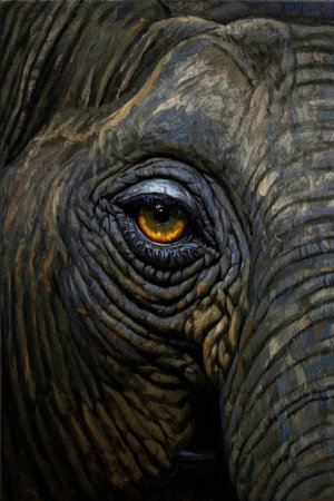 Elephant eye close-up. Digital painting. Eye of an elephant.の素材