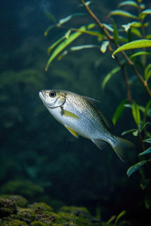 Photo of a freshwater fish swimming in the aquarium. Aquarium.の素材