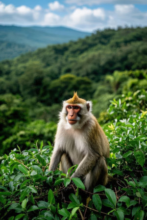 Monkey on the mountain in Ubud, Bali, Indonesiaの素材
