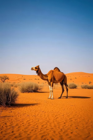 Camel in the Sahara desert, Morocco, Africa. Selective focusの素材
