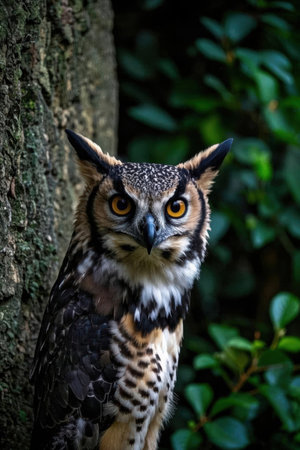 Portrait of an eagle owl (Bubo bubo)の素材
