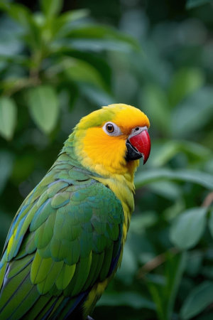 Beautiful yellow and green macaw parrot in the nature.の素材