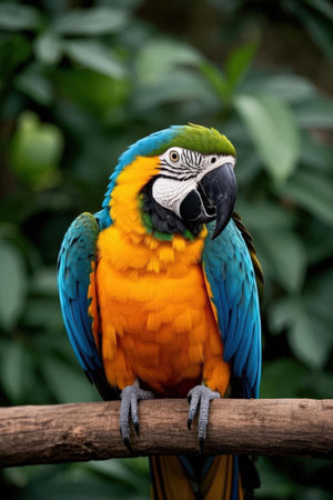 Colorful macaw parrot in the park, close up.の素材