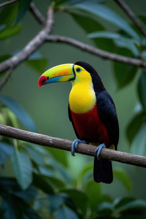 Colorful toucan perched on a branch in the rainforest of Costa Ricaの素材
