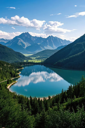 Mountain lake in Tatra National Park, Poland, Europe.の素材