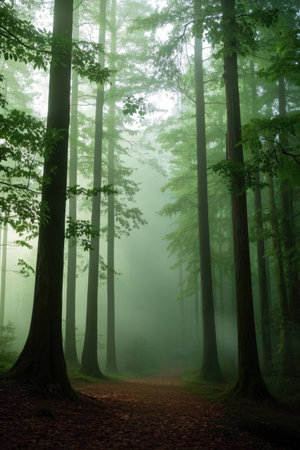 Morning in the forest. Foggy morning in the forest. Morning in the forestの素材