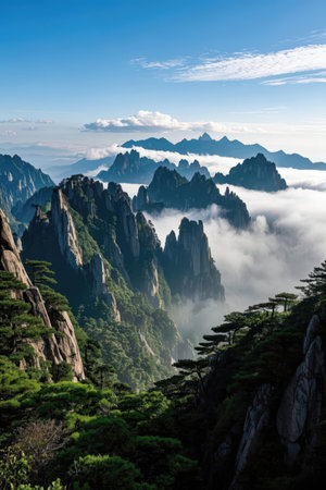 Mount Huangshan is one of the most beautiful mountains in China.の素材