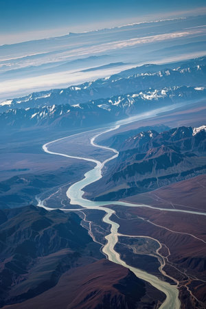Aerial view of the Himalayas in Ladakh, Indiaの素材
