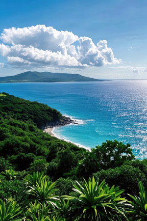 Beautiful seascape with turquoise water and blue skyの素材