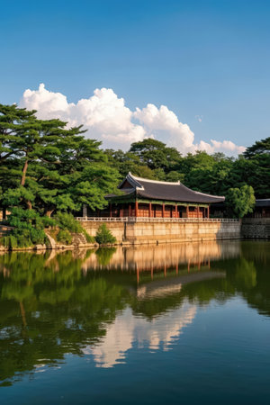 Beautiful view of the Gyeongbokgung palace in South Koreaの素材