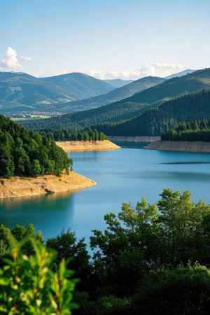 Beautiful mountain lake in the mountains. Carpathians, Ukraineの素材