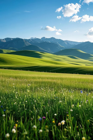 Meadow in Tuscany, Italy. Beautiful spring landscapeの素材