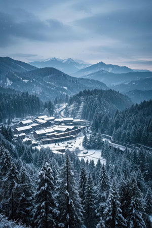 Beautiful winter landscape in the mountains. Carpathians, Ukraineの素材