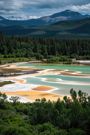 Mammoth Hot Springs, Yellowstone National Park, Wyoming, USAの素材