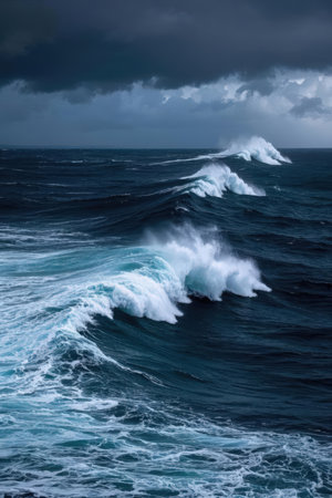 Stormy waves in the Atlantic ocean, Tenerife, Canary Islands, Spainの素材