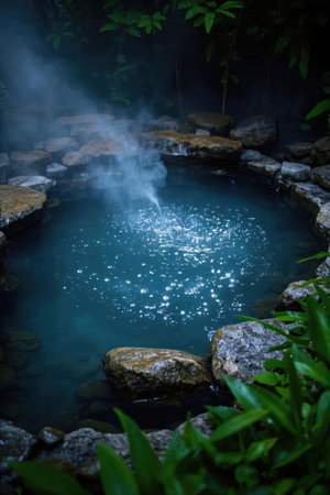 Hot spring in the tropical forest, Thailand. Natural hot spring.の素材