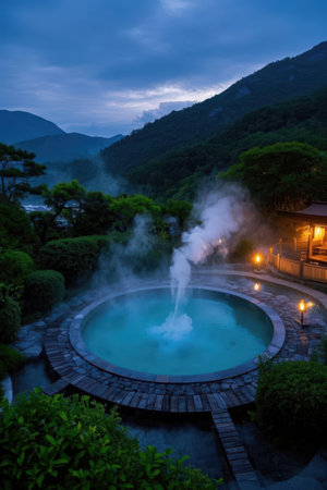 Hot spring in Hong Kong, China. The hot spring is the largest hot spring in the world.の素材