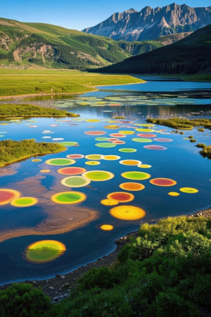 Fantastic multicolored lake in the highlands of New Zealandの素材
