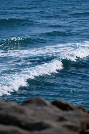 Sea waves on the coast of the island of Crete, Greeceの素材