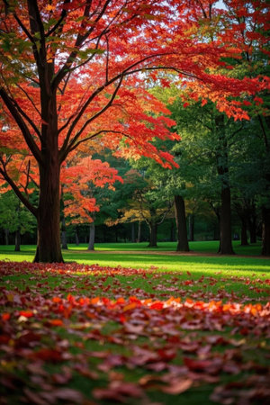 Beautiful autumn leaves in the park in Tokyo, Japan. Autumn season.の素材