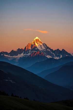 Matterhorn peak at sunrise, view from Zermatt, Switzerlandの素材