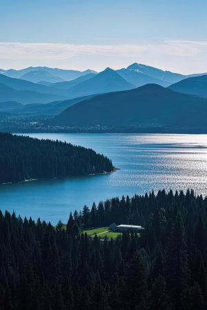 Lake Tahoe, the largest freshwater lake in the United States.の素材