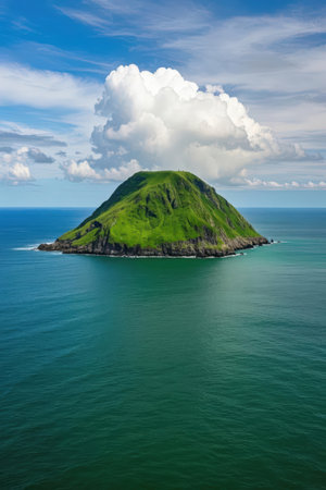 Aerial view of the island of Stromboli in the Azoresの素材