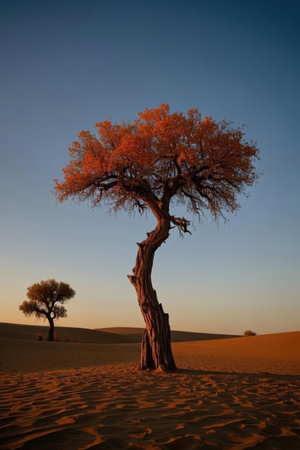Tree in the middle of the desert in Namib Naukluft, Namibiaの素材