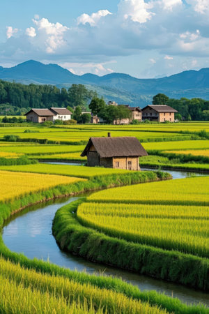 Terraced rice field in Chiangmai, Thailand.の素材