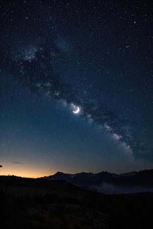 Milky Way and Stars in the Night Sky over the Rocky Mountainsの素材