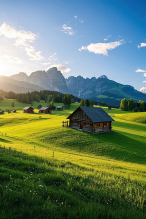 Idyllic rural landscape in the Dolomites, Italy.の素材