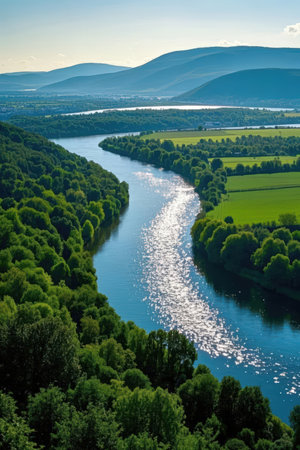 Panoramic view of the river Dniester. Ukraine.の素材