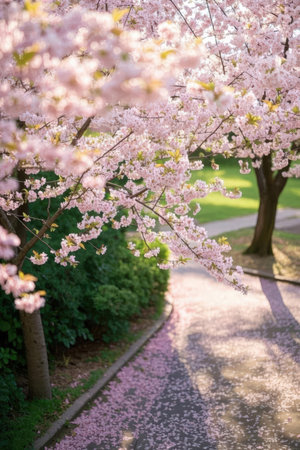 Cherry blossoms in full bloom in Washington DC, USA.の素材