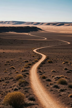 Dirt road in the middle of the Namib Desert, Namibiaの素材