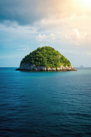 Small island in the sea at sunset. Krabi, Thailand.の素材