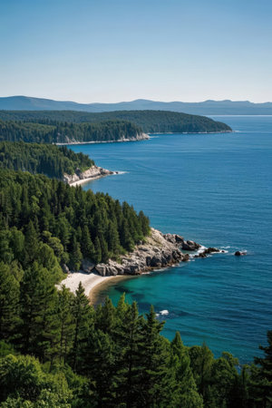 Lake Baikal in the summer. View from the height.の素材